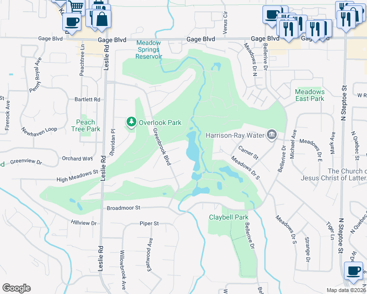 map of restaurants, bars, coffee shops, grocery stores, and more near 320 Greenbriar East in Richland