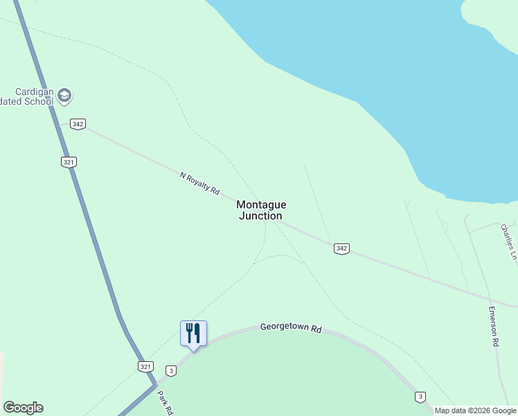 map of restaurants, bars, coffee shops, grocery stores, and more near 1438 North Royalty Road in Cardigan