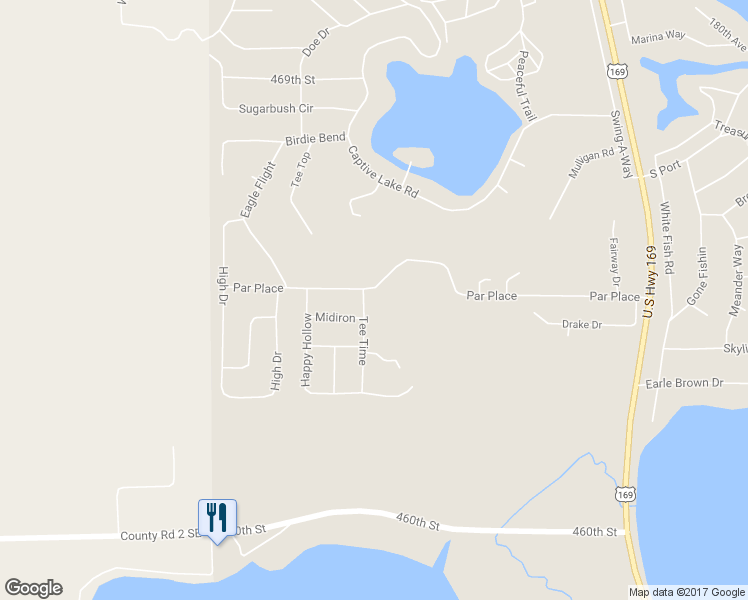 map of restaurants, bars, coffee shops, grocery stores, and more near 46496 Tee Time in Garrison