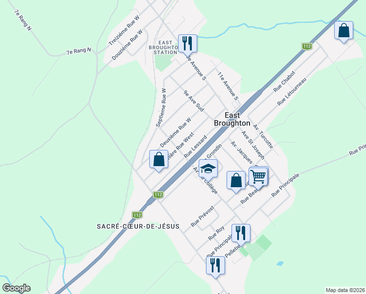 map of restaurants, bars, coffee shops, grocery stores, and more near 140 8ieme Avenue Sud in Saint-Gédéon-de-Beauce