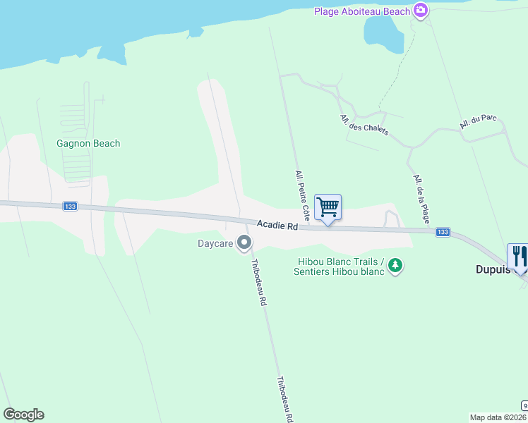 map of restaurants, bars, coffee shops, grocery stores, and more near 2260 Acadie Road in Cap-Pelé