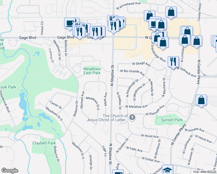 map of restaurants, bars, coffee shops, grocery stores, and more near Steptoe St in Kennewick