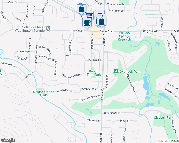 map of restaurants, bars, coffee shops, grocery stores, and more near 1924 Newhaven Loop in Richland