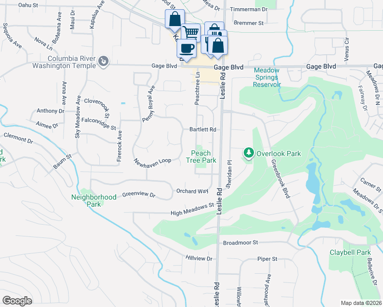 map of restaurants, bars, coffee shops, grocery stores, and more near 1924 Newhaven Loop in Richland