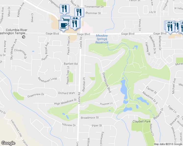 map of restaurants, bars, coffee shops, grocery stores, and more near 199 Oakmont Court in Richland