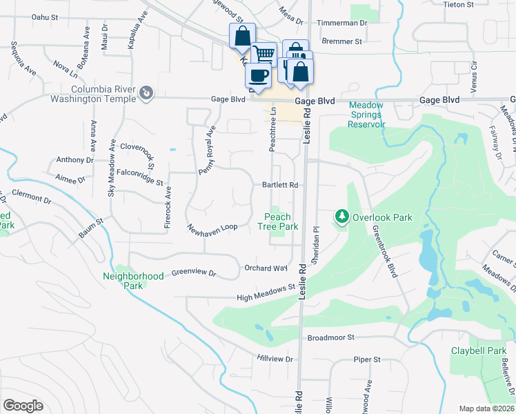 map of restaurants, bars, coffee shops, grocery stores, and more near 1924 Newhaven Loop in Richland