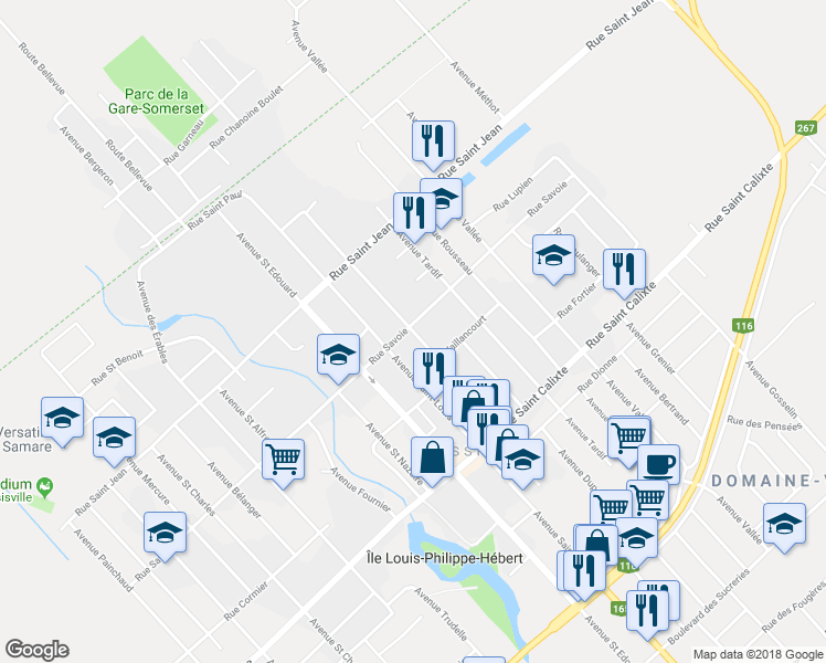 map of restaurants, bars, coffee shops, grocery stores, and more near 1797 Avenue Saint Laurent in Plessisville