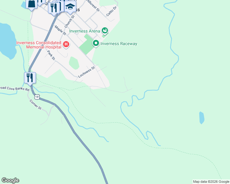 map of restaurants, bars, coffee shops, grocery stores, and more near 3 Old Deepdale Road in Inverness