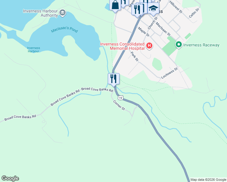 map of restaurants, bars, coffee shops, grocery stores, and more near 4 Broad Cove Banks Road in Mabou