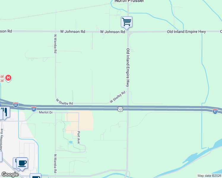 map of restaurants, bars, coffee shops, grocery stores, and more near 111 Nunn Road in Prosser
