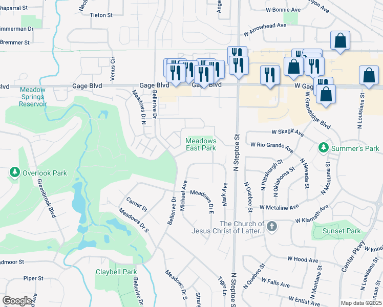 map of restaurants, bars, coffee shops, grocery stores, and more near 607 Muriel Street in Richland