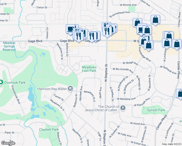 map of restaurants, bars, coffee shops, grocery stores, and more near 607 Muriel St in Richland