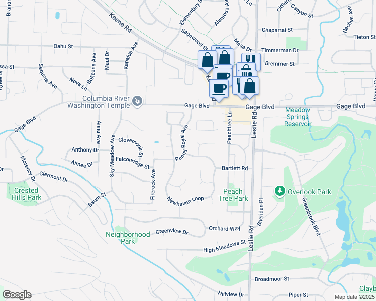 map of restaurants, bars, coffee shops, grocery stores, and more near 1806 Newhaven Loop in Richland