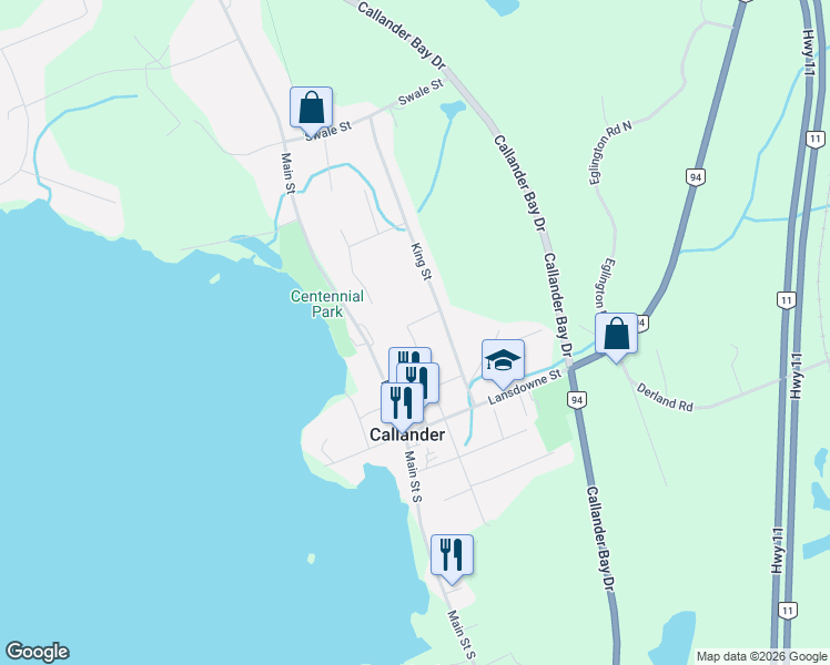 map of restaurants, bars, coffee shops, grocery stores, and more near 295 High Street in Parry Sound District