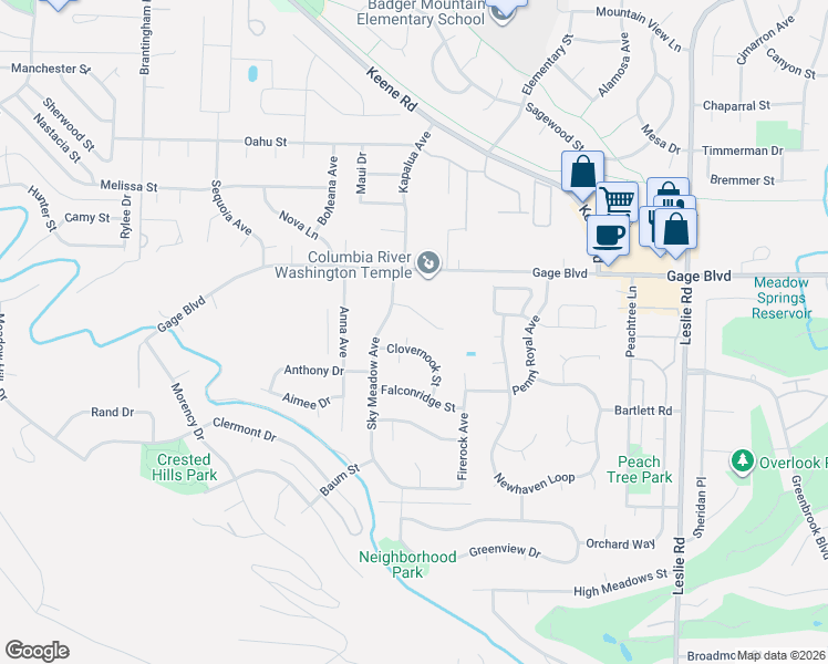 map of restaurants, bars, coffee shops, grocery stores, and more near 368 Clovernook Street in Richland