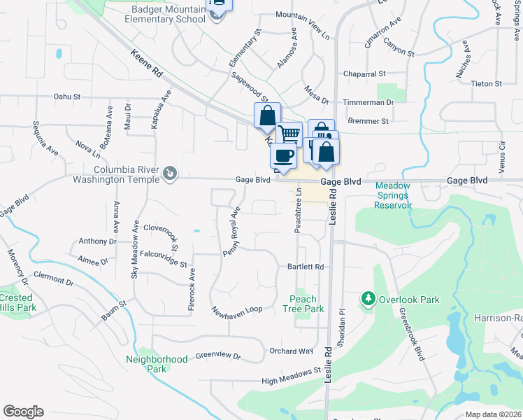map of restaurants, bars, coffee shops, grocery stores, and more near 134 Rosemary Street in Richland