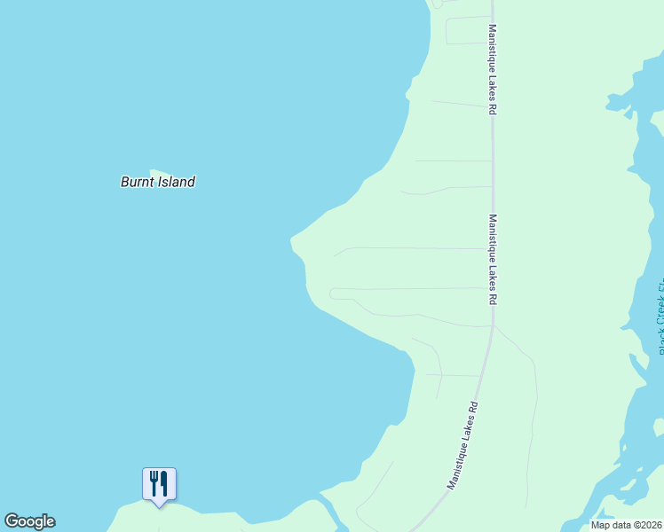 map of restaurants, bars, coffee shops, grocery stores, and more near W16953 Bil-Mar Beach Road in McMillan