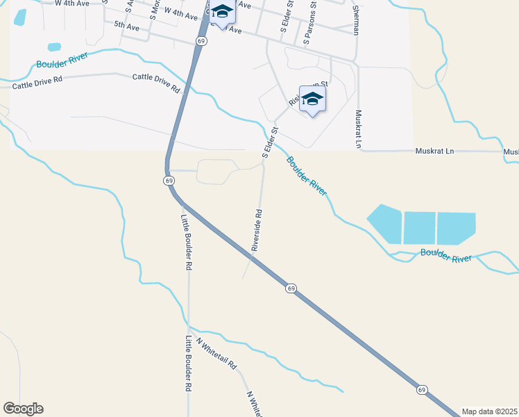 map of restaurants, bars, coffee shops, grocery stores, and more near Riverside Road in Jefferson County