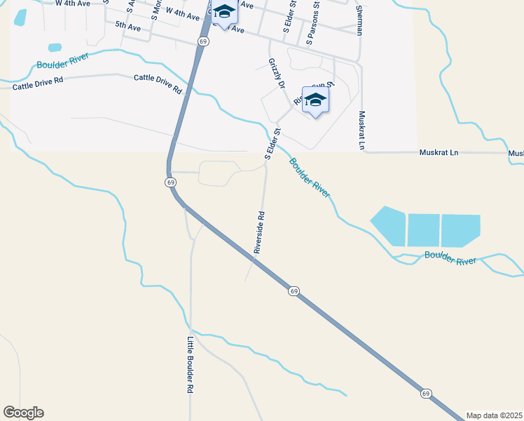map of restaurants, bars, coffee shops, grocery stores, and more near Riverside Road in Jefferson County
