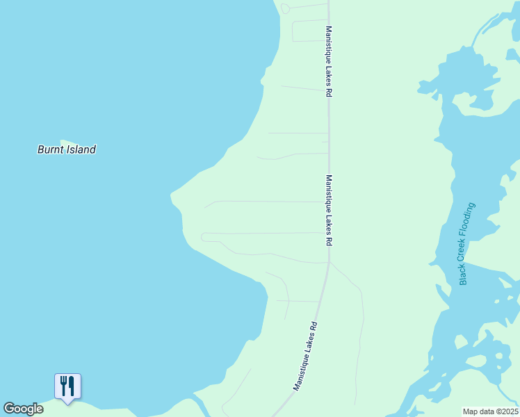 map of restaurants, bars, coffee shops, grocery stores, and more near W16885 Bil-Mar Beach Road in McMillan