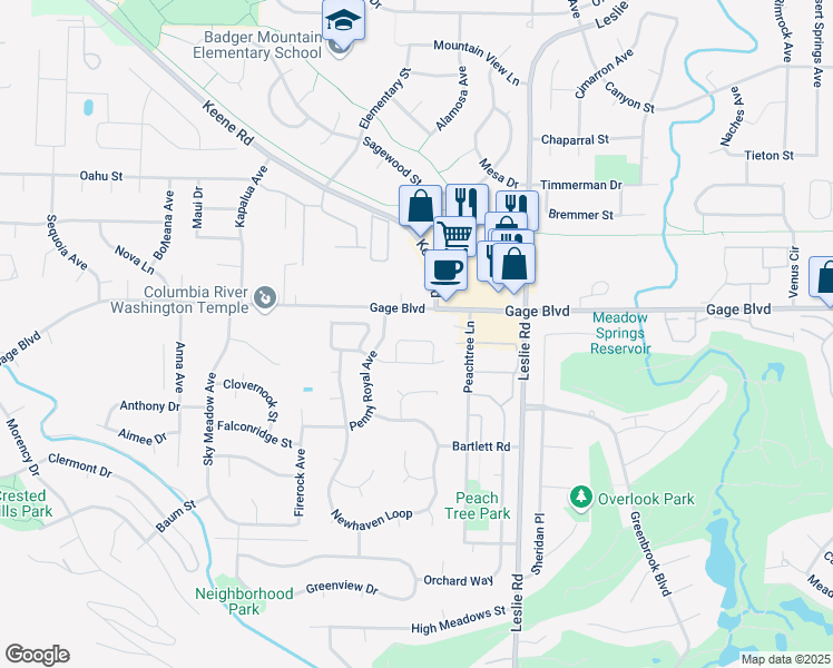 map of restaurants, bars, coffee shops, grocery stores, and more near 1918 Mint Loop in Richland
