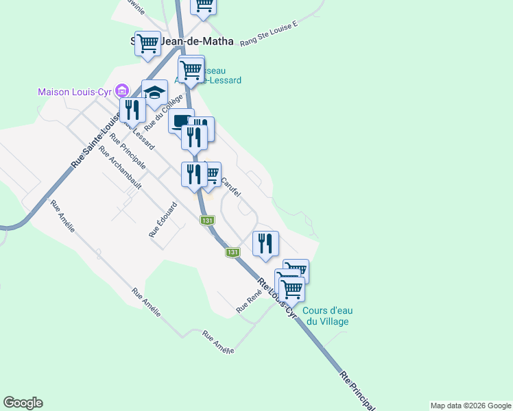 map of restaurants, bars, coffee shops, grocery stores, and more near 161 Rue de Carufel in Lanaudière