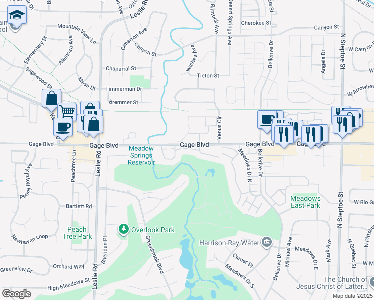 map of restaurants, bars, coffee shops, grocery stores, and more near 285 Quailwood Place in Richland