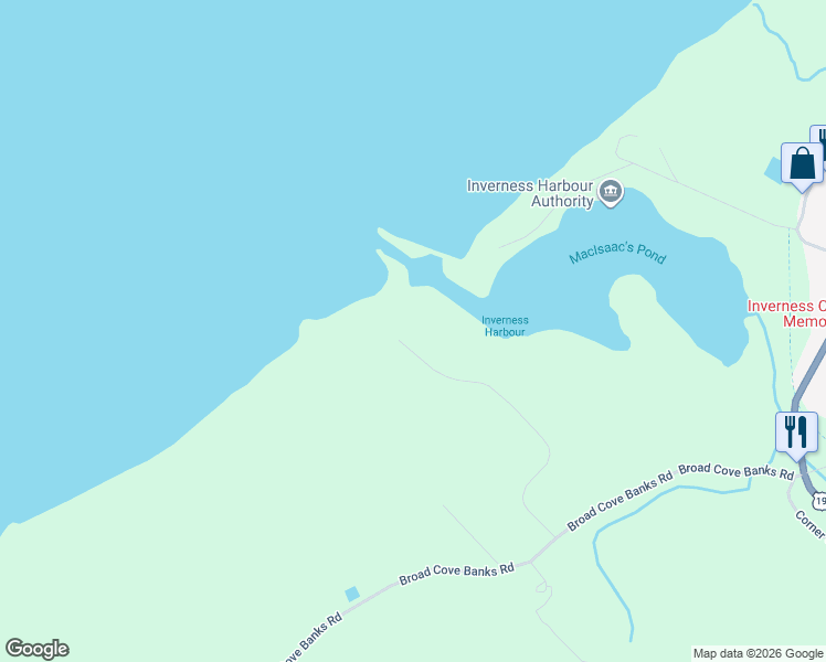 map of restaurants, bars, coffee shops, grocery stores, and more near 160 Harbour Heights Road in Inverness