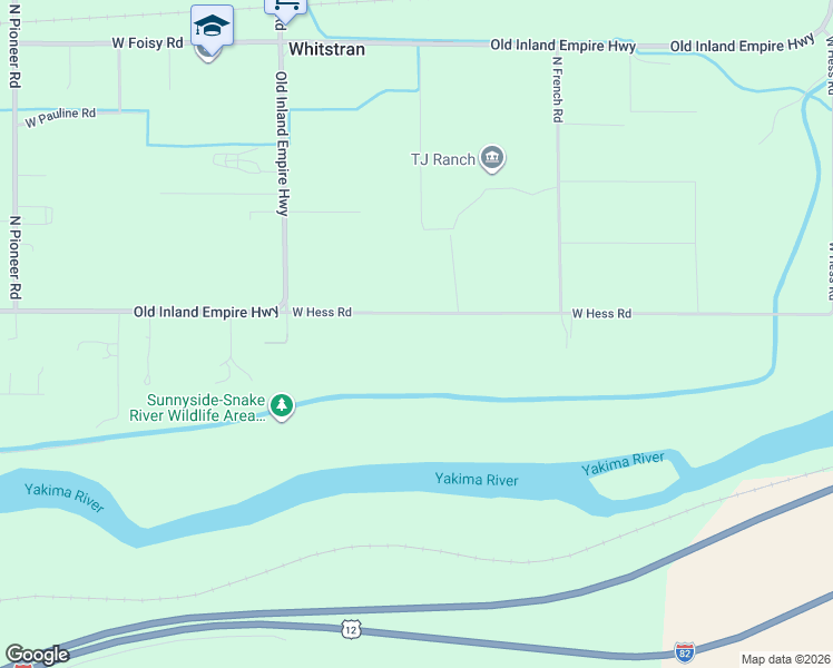 map of restaurants, bars, coffee shops, grocery stores, and more near 97417 West Hess Road in Prosser