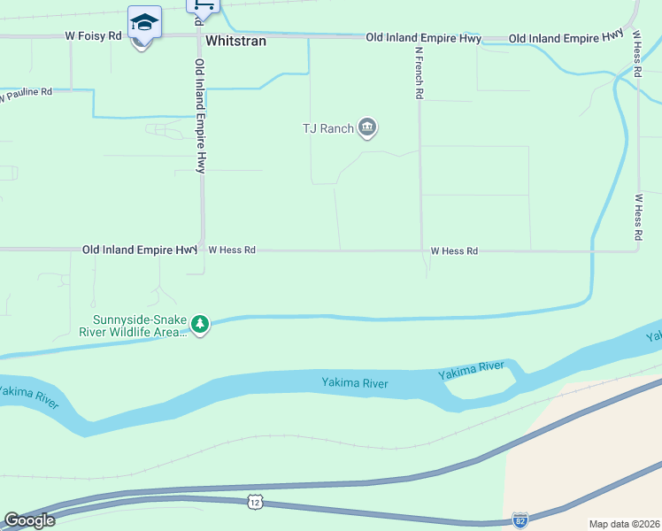 map of restaurants, bars, coffee shops, grocery stores, and more near 97402 West Hess Road in Prosser