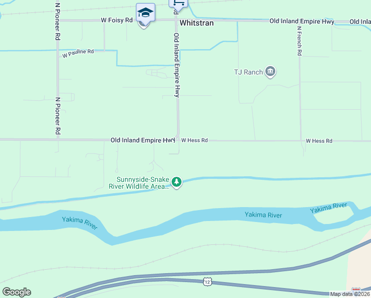 map of restaurants, bars, coffee shops, grocery stores, and more near 100501 West Hess Road in Prosser