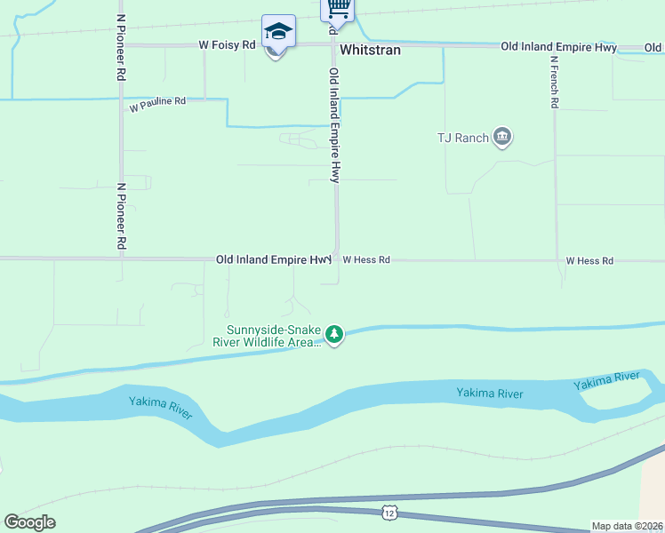 map of restaurants, bars, coffee shops, grocery stores, and more near 100501 West Hess Road in Prosser