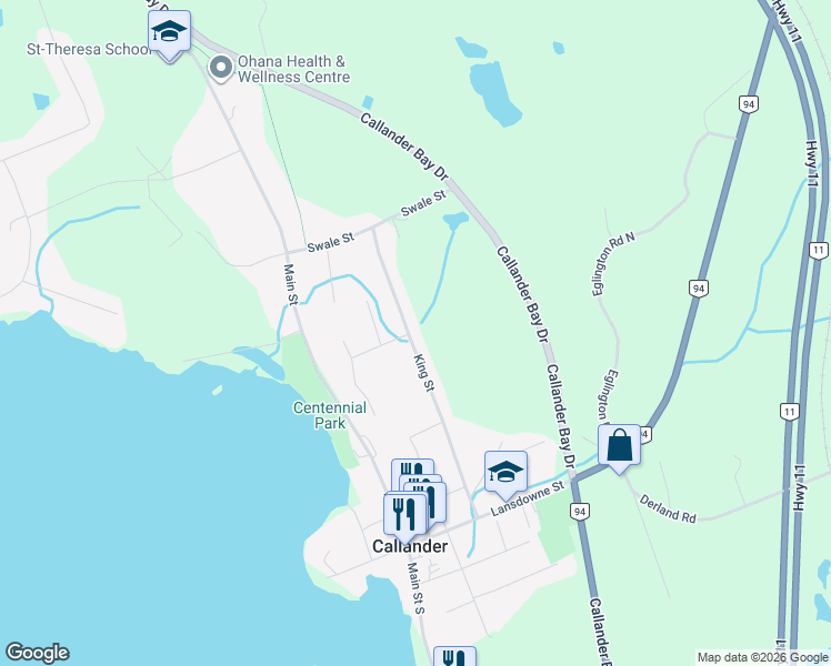 map of restaurants, bars, coffee shops, grocery stores, and more near 508 King Street in Parry Sound District