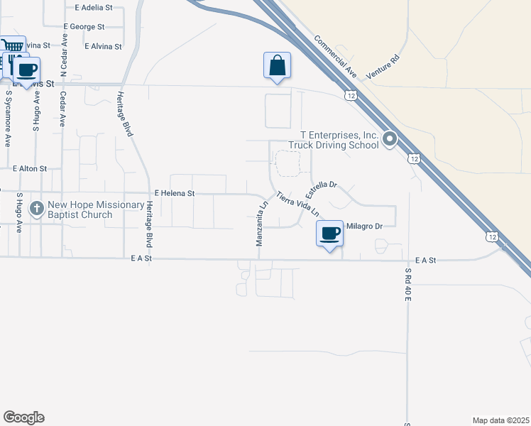 map of restaurants, bars, coffee shops, grocery stores, and more near 517 Manzanita Lane in Pasco