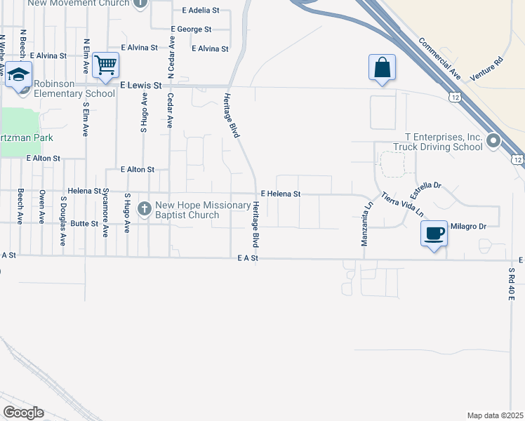 map of restaurants, bars, coffee shops, grocery stores, and more near 622 Caridad Court in Pasco