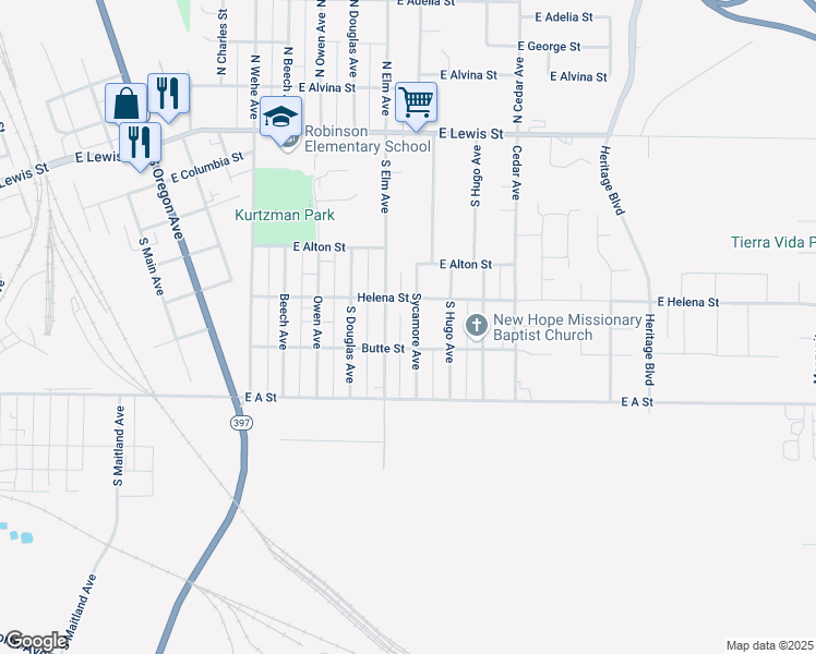 map of restaurants, bars, coffee shops, grocery stores, and more near 620 Sycamore Avenue in Pasco