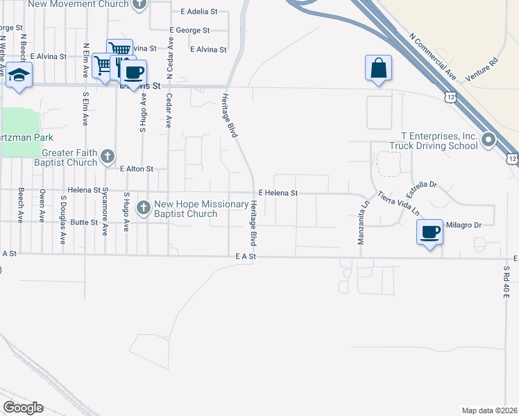 map of restaurants, bars, coffee shops, grocery stores, and more near 622 Caridad Court in Pasco