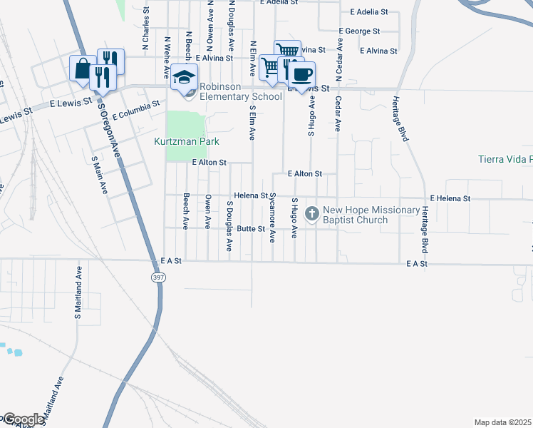 map of restaurants, bars, coffee shops, grocery stores, and more near 620 Sycamore Avenue in Pasco