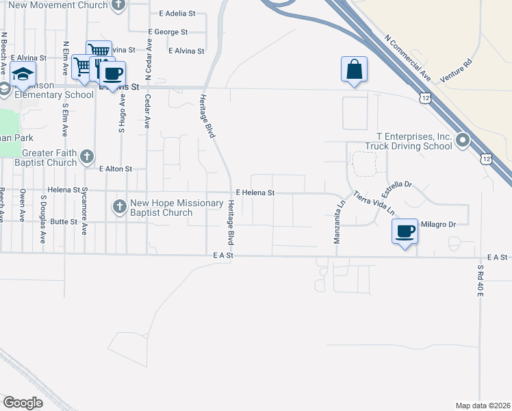 map of restaurants, bars, coffee shops, grocery stores, and more near 622 Caridad Court in Pasco