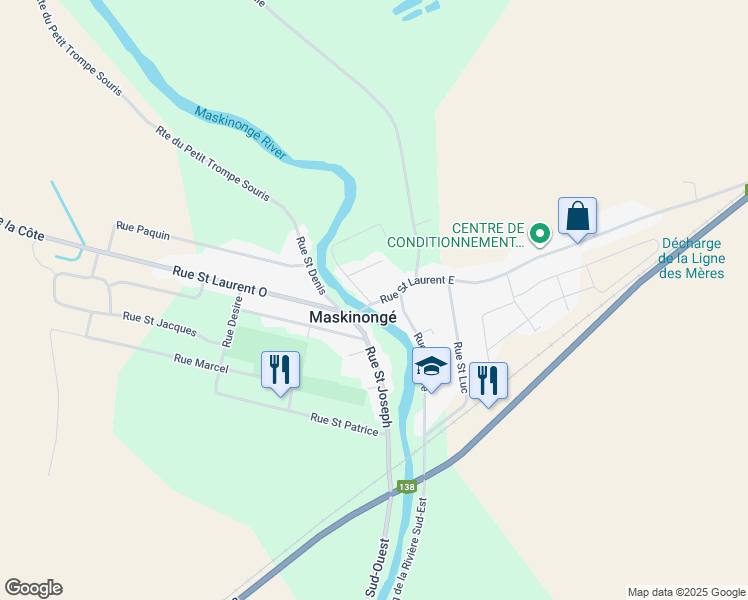 map of restaurants, bars, coffee shops, grocery stores, and more near 89 Rue Saint Laurent Est in Maskinongé