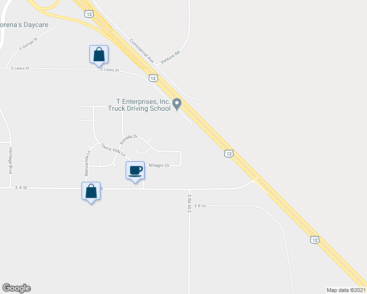 map of restaurants, bars, coffee shops, grocery stores, and more near 3915 Estrella Drive in Pasco
