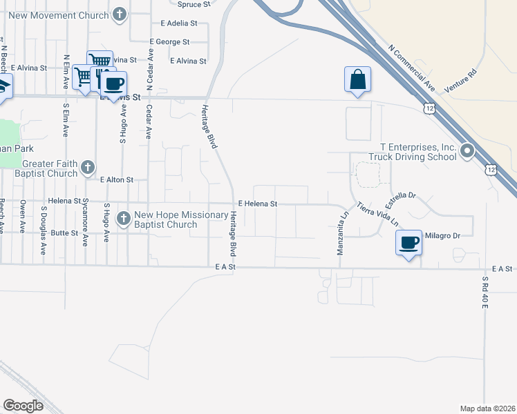 map of restaurants, bars, coffee shops, grocery stores, and more near 622 Caridad Court in Pasco