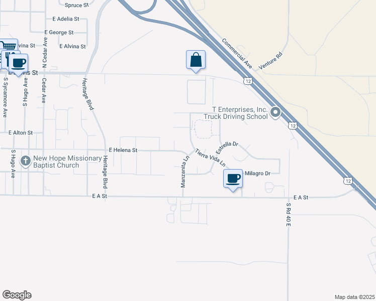 map of restaurants, bars, coffee shops, grocery stores, and more near 517 Manzanita Lane in Pasco