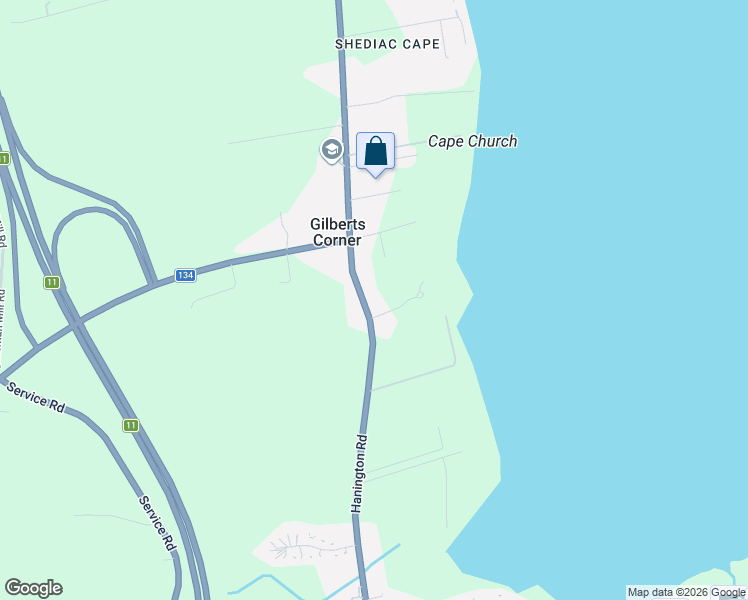 map of restaurants, bars, coffee shops, grocery stores, and more near 24 Hanington Road in Shediac Bridge