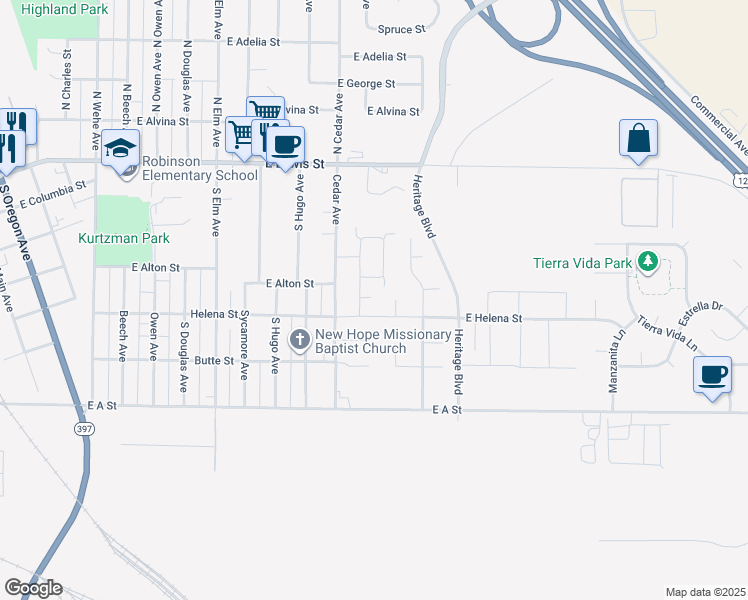 map of restaurants, bars, coffee shops, grocery stores, and more near 407 Cedar Avenue in Pasco