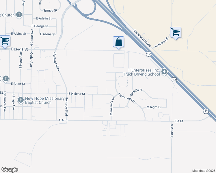 map of restaurants, bars, coffee shops, grocery stores, and more near 3326 Tierra Vida Ln in Pasco