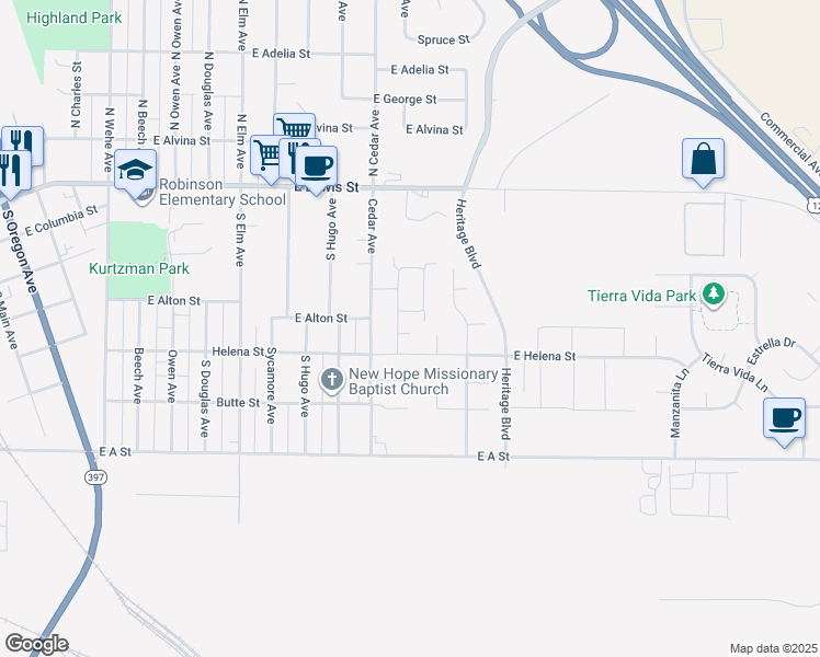 map of restaurants, bars, coffee shops, grocery stores, and more near 407 Cedar Avenue in Pasco