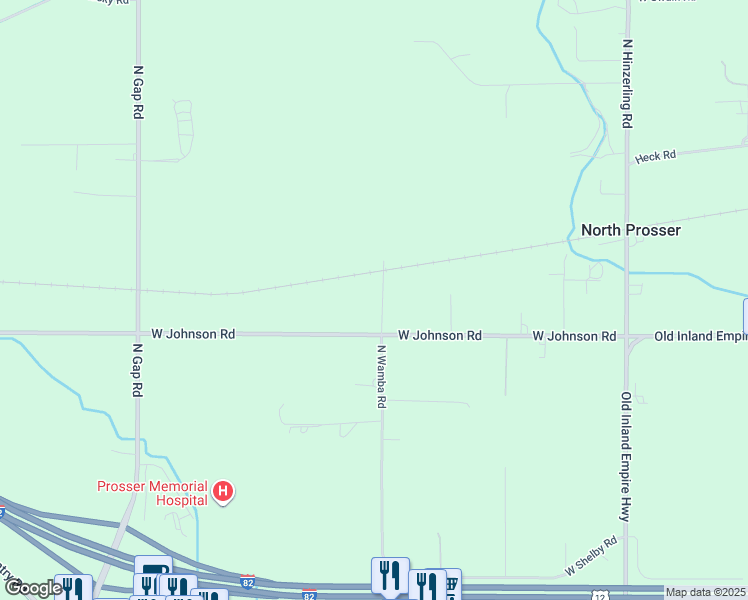 map of restaurants, bars, coffee shops, grocery stores, and more near 10002 North Wamba Road in Prosser
