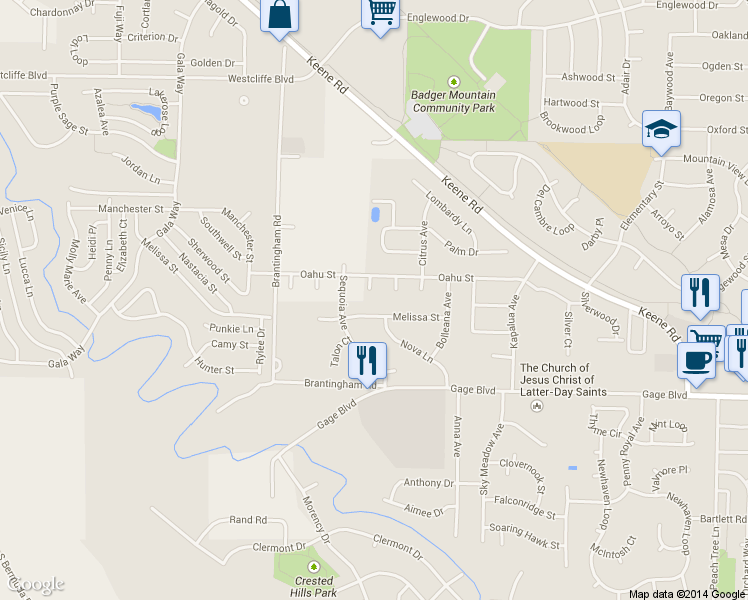 map of restaurants, bars, coffee shops, grocery stores, and more near 1796 Elder Court in Richland