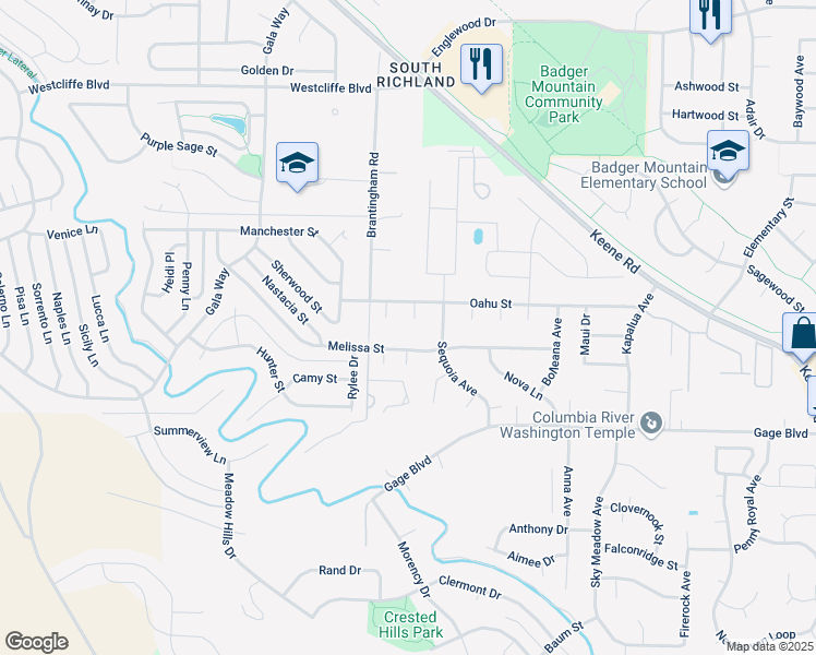 map of restaurants, bars, coffee shops, grocery stores, and more near 1797 Sycamore Court in Richland